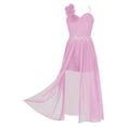 thumbnail image 2 of YONGHS Kids Flower Girls One Shoulder Romper Dress Chiffon Lace Ball Gown, 2 of 7
