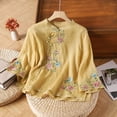 thumbnail image 2 of CONZONE Womens Summer Cotton Linen T-Shirts Long Sleeve T Shirts for Women Casual Crew Neck Floral Graphic Lightweight Tees Soft Cozy Dailywear, 2 of 3