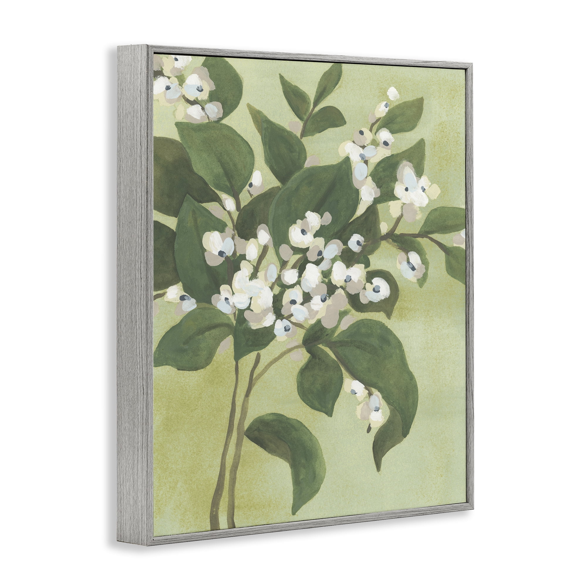 Stupell Industries Verdant Branch Blossoms Gray Framed Giclee Art, design by June Erica Vess