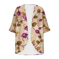 thumbnail image 4 of Aloohaidyvio Cardigan Sweaters for Women,Women's Floral Chiffon Kimono Cardigans Loose Beach Cover Up Half Sleeve Tops, 4 of 5