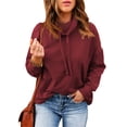 thumbnail image 4 of Hanerdun Women Turtleneck Blouse Female Long Sleeve Drawstring Pullover Shirt Red L, 4 of 6