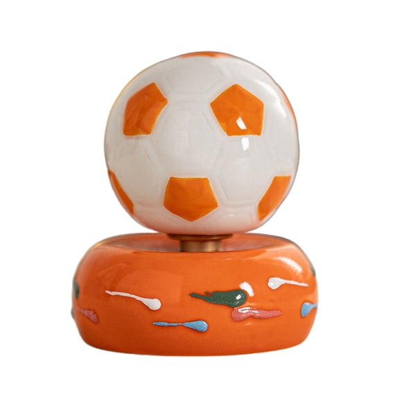 Rotating Stress Relief Desk Toy, Ceramic Soccer Ball Fidget Spinner, Smooth Spins for Office Workspace, Interactive Desktop Decoration, Unique Gift for Soccer Fans and Coworkers,Orange