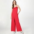 thumbnail image 6 of Jumpsuits for Women Dress Summer Boho Wide Leg Rompers Casual Loose Sleeveless Overalls with Pockets Red M, 6 of 7