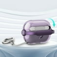 thumbnail image 4 of ELEHOLD for Airpods 2nd/1st Generation 2022 Case,Slim Fit Clear Transparent Kickstand Plastic Simple Shockproof Protective Case with Ring Keychain for Airpods 2nd/1st Generation 2022,Purple, 4 of 7