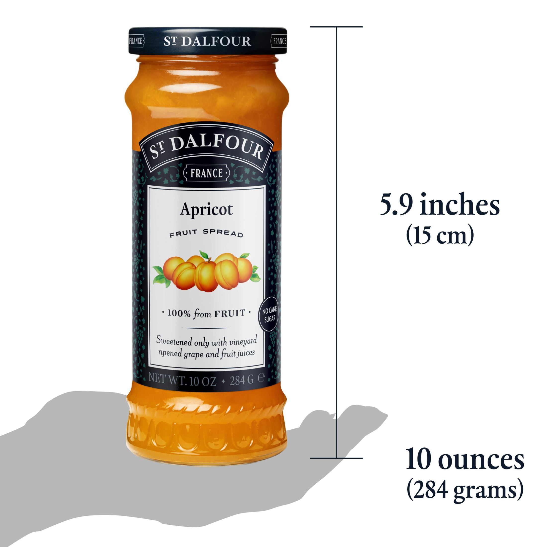 (2 pack) St Dalfour Apricot Fruit Spread, 100% from Fruit, Vegan & Gluten Free, 10 oz Jar