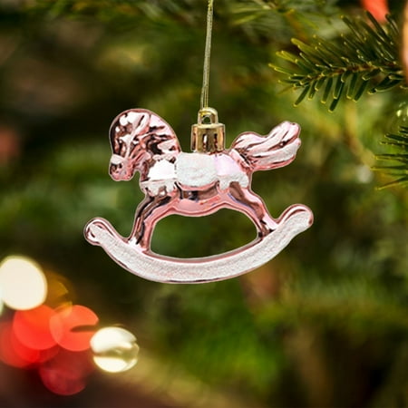 

Aueoeo Christmas Decoration Supplies Christmas Plastic Electroplating Rocking Horse Small Wooden Horse Christmas Tree Decoration School Pendant