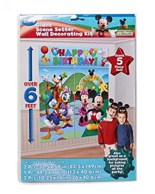 5 Pieces Disney Mickey Mouse Party SuppliesHappy Birthday Scene Setters 