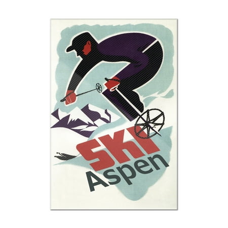 Aspen, Colorado - Ski in Colorado Vintage Skier - Lantern Press Artwork (8x12 Acrylic Wall Art Gallery