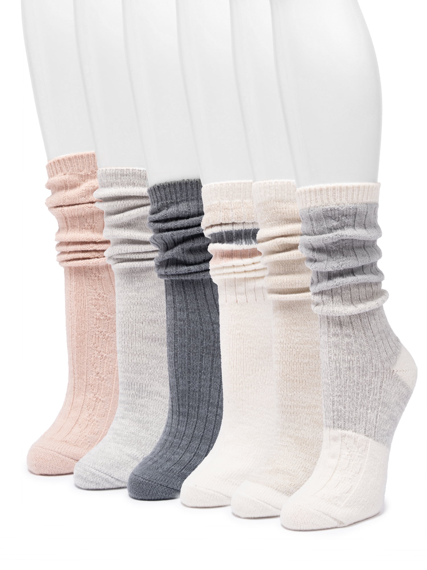 MUK LUKS Women's Fluffy Dream Tall Boot Socks, 6-Pack, OSFM