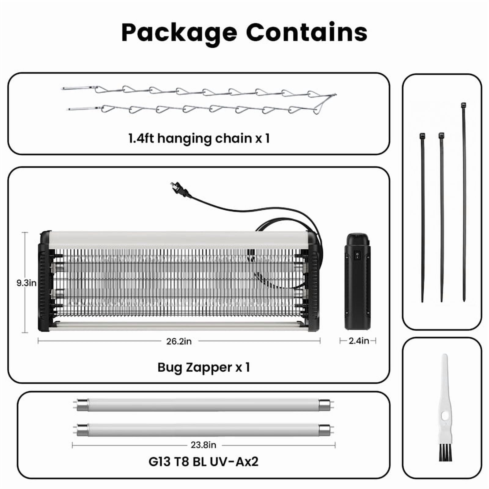 DUNCHATY 40W Electronic Bug Zapper, 365-370nm Dual-Band UVA Mosquito Killer, 2500V Instant Kill Grid, 360° Trapping, Child & Pet Safety Grille, Includes 2 T8 Tubes