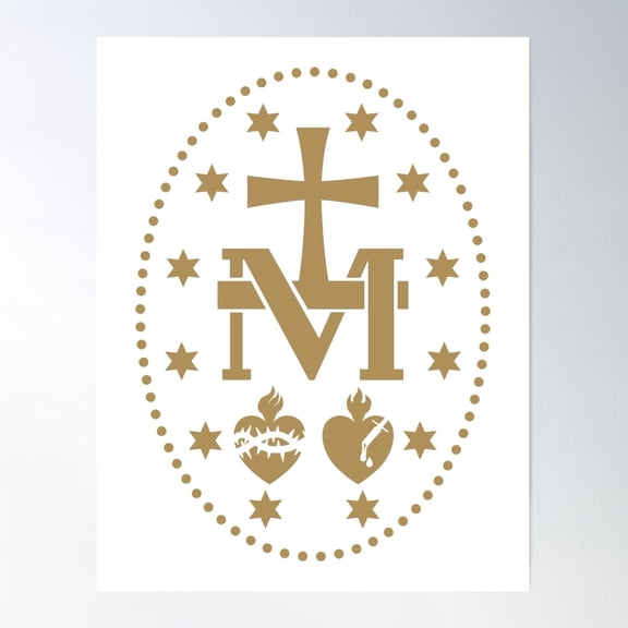 Miraculous Medal Virgin Mary Poster Wall Art, Modern Wall Decor For Living Room Bedroom, 16x24 UNFRAMED