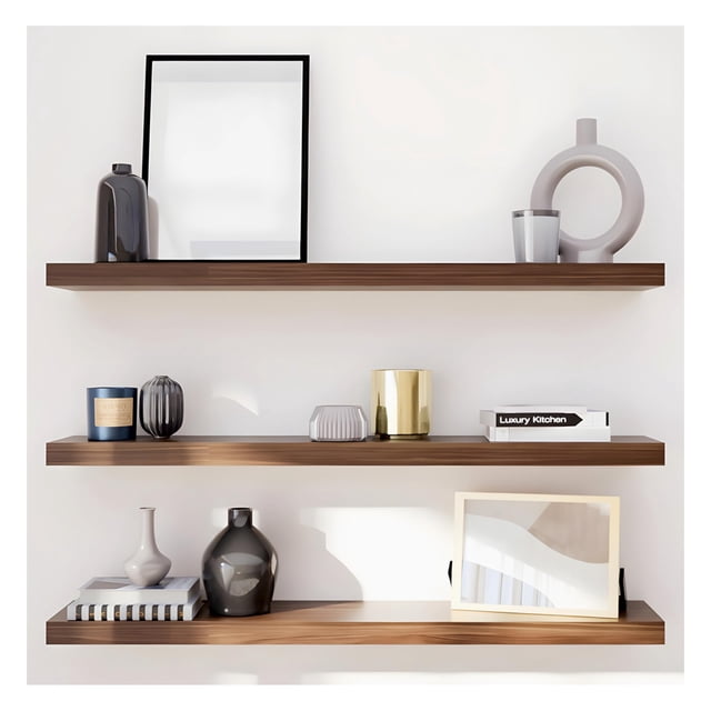KITUL 3 Repisas Flotantes Modernas Minimalistas Melamina 80x20 Cm (Nogal Neo)