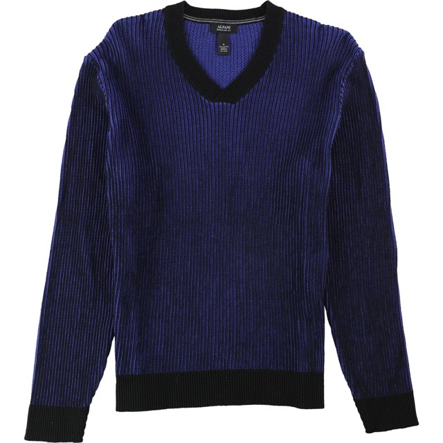 Alfani suéter de punto con cuello en V para hombre, azul, pequeño Alfani Tejer