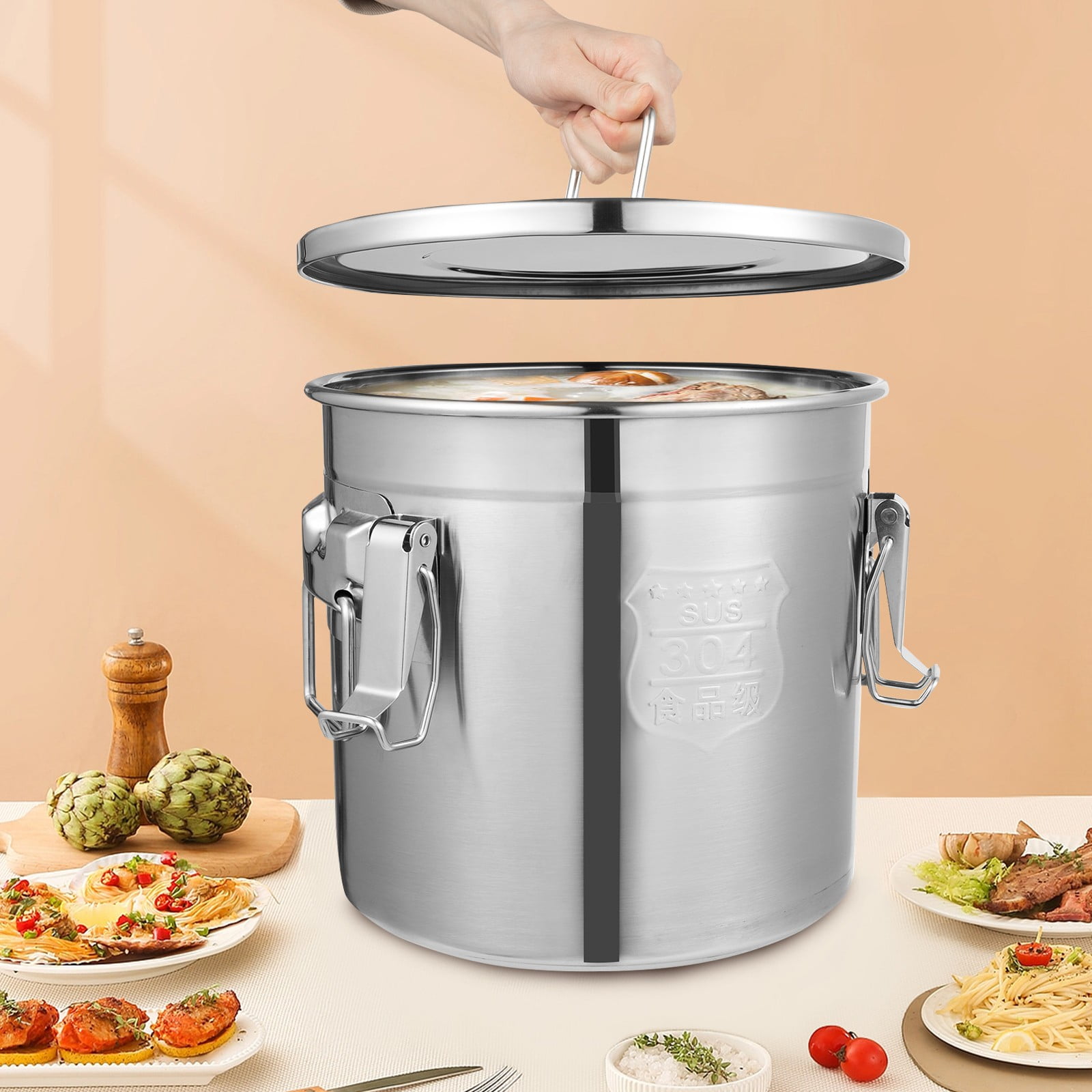 12L Stainless Steel Airtight Canister for Kitchen, Food Storage Containers, Rice Cereal Grain Container, Storage Food Flour Sugar Milk Cookie