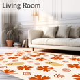 thumbnail image 2 of ODIKA 3'x5' Machine Washable Non-Slip Area Rug, Cheerful Halloween Leaf and Ghost in Festive Orange High Traffic Rug, Beige, 655799, 2 of 7