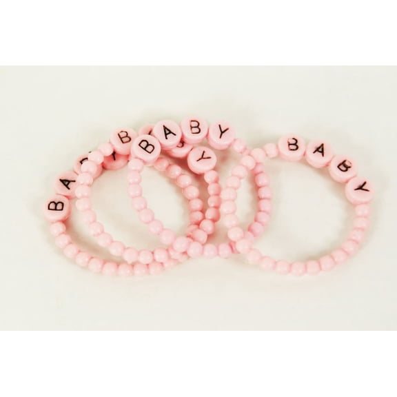 1.25" Plastic Bracelet Baby Shower Cupcake Topper Decoration Favors 24pcs/pkg Pink
