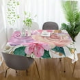 thumbnail image 5 of Pink Flower Pattern Rectangle Tablecloth, Dust Proof Anti Wrinkle Wipeable Table Cloth Tabletop for of Dinner Kitchen Wedding Holiday Party 60"x60" Home Decor, 5 of 7