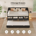 thumbnail image 3 of Plonmago Twin Size Daybed with Trundle, Metal Trundle Bed with 4 Storage Drawers and LED Light, Sofa Bed Frame with Strong Supports for Living Room, Bedroom,Guest Room, Black, 3 of 8