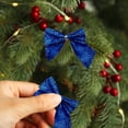thumbnail image 5 of EWASWON 12 Pack Blue Christmas Bows - Pre-Tied Gold Accented Holiday Decor for Tree, Gift Wrapping & Party, 5 of 6
