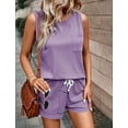 thumbnail image 3 of yillto 2 Piece Sets for Women Summer Lounge Shorts Set Crew Neck Tank Tops Matching Sweatsuit with Pocket, 3 of 5