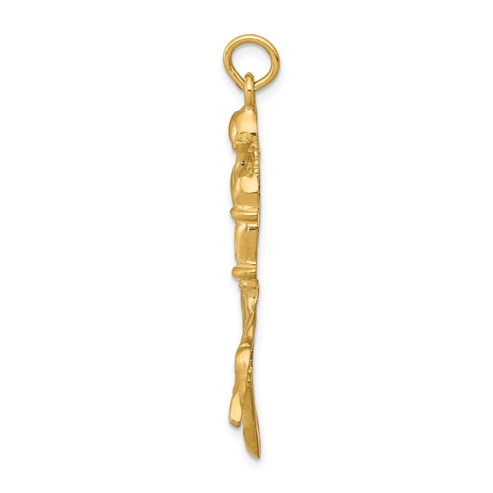14k Yellow Gold Polished Open back Swimmer Diver Charm