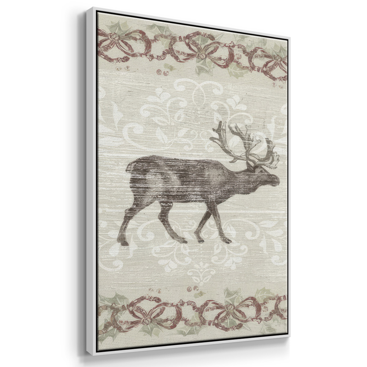 Cabin Christmas Collection B - Framed Gallery Wrapped Holiday Canvas - 27 x 41 - White Frame