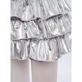 thumbnail image 5 of Haitryli Kids Girls Sequin Ruffle Mini Skirt Sparkly High Waist 3 Layered Skater Scooter Skorts Skirts Party Club Silver 3-4, 5 of 6