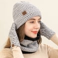 thumbnail image 4 of Bufanda guantes para pantalla táctil sombrero grande bufanda guantes conjunto gorro de calavera de punto grueso, 4 of 5