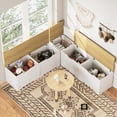 thumbnail image 6 of Barara King 3-Piece L-Shaped Cushioned Bench, Multi-Functional Storage Ottoman with Lift Top for Entryway Organization, Corner Seat for Kitchen or Reading Nook, 63"D x 63"W x 19.1"H, White, 6 of 11