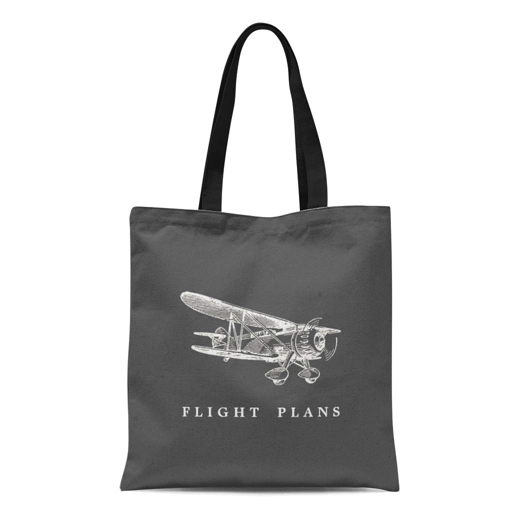 KDAGR Canvas Tote Bag Prop Vintage Airplane Flight Plane Propeller Map