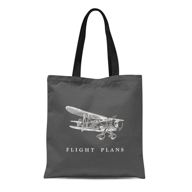 KDAGR Canvas Tote Bag Prop Vintage Airplane Flight Plane Propeller Map