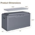 thumbnail image 4 of SONGMY 100 Gallon Resin Deck Box with Cushion, Waterproof Outdoor Storage Box with Lockable Lid for Garden Tools, Patio Cushions (Gray), 4 of 7