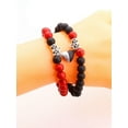 thumbnail image 2 of QQTDFG 2pcs Couple Heart Charm Stone Red and Black Beaded Bracelet Women Men Bracelet-default, 2 of 5