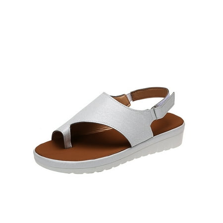 

YCCOTO Womens Summer Platform Wedge Heel Ankle Strap Ring Toe Sandals Beach Vacation Walking Shoes