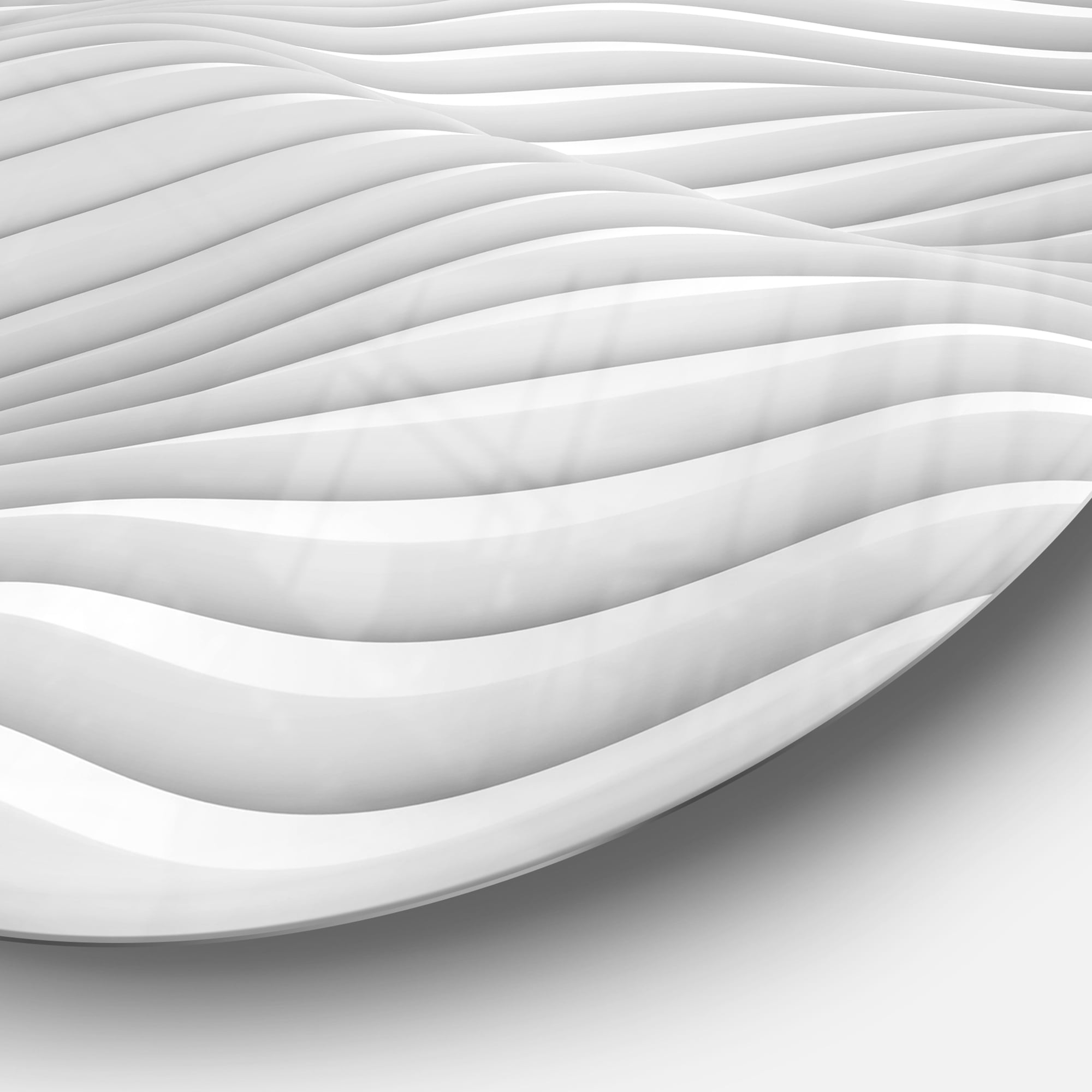 Designart 'Fractal Rippled White 3D Waves' Abstract Circle Metal Wall Art