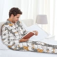 thumbnail image 4 of Mens Pajamas Set, Cartoon Lines Funny Cute Cat Button Down Long Sleeve Loungewear Sleepwear Pjs sets for Men, 4 of 5
