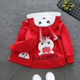 thumbnail image 5 of GYRATEDREAM Toddler Baby Girls Lightweight Hooded Jacket Outwear Kids Rabbit Ear Hood Print Zipper Outdoor Windbreaker Children Trench Coat for 13 Months-7 Years, 5 of 6