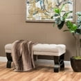 thumbnail image 3 of GDF Studio Jaymee Contemporary Tufted Ottoman Bench, Light Beige Fabric and Dark Brown, 3 of 5