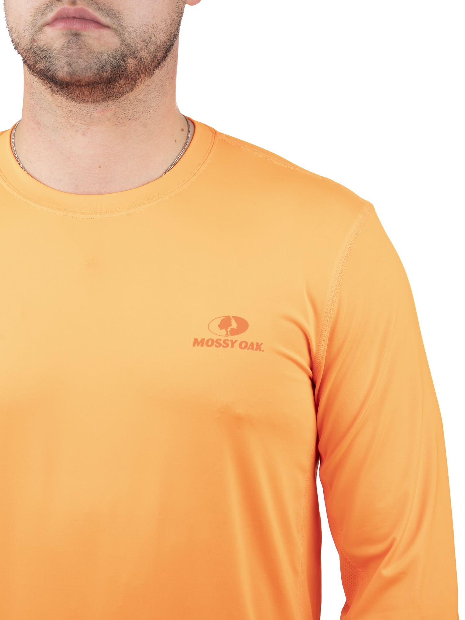 Mossy Oak Men's Blaze Orange Long Sleeve Performance Tee Shirt, Up to 3XL