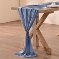 thumbnail image 3 of 2pcs Chiffon Table Runner Bulk 29x120 Inches Rustic Wedding Table Runner for Bridal Shower Wedding Party,2 Pieces,Dusty Blue, 3 of 7