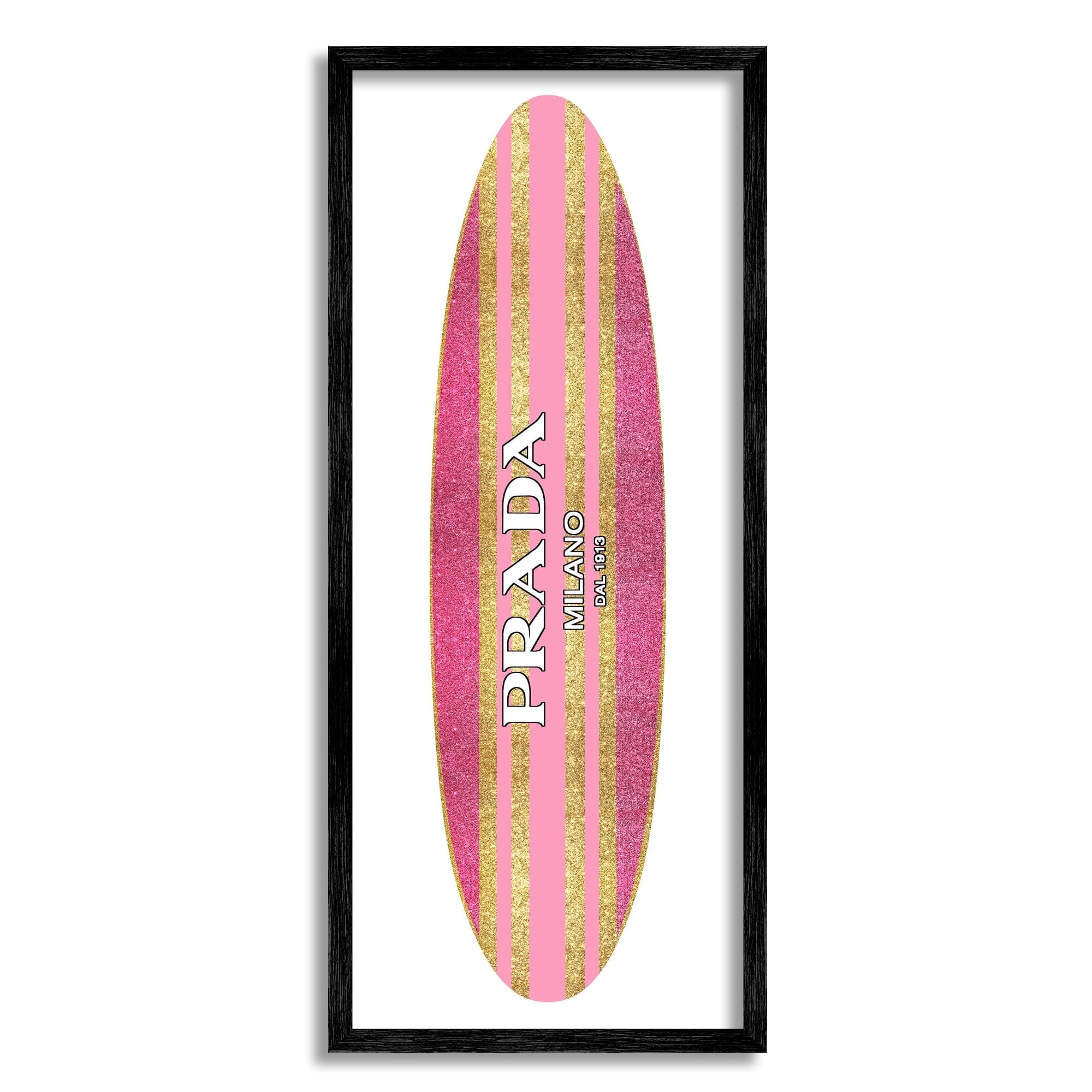 Stupell Industries Pink Sparkle Fashion Logo Glam Surfboard Design Framed Wall Art, 13 x 30, Design by Madeline Blake