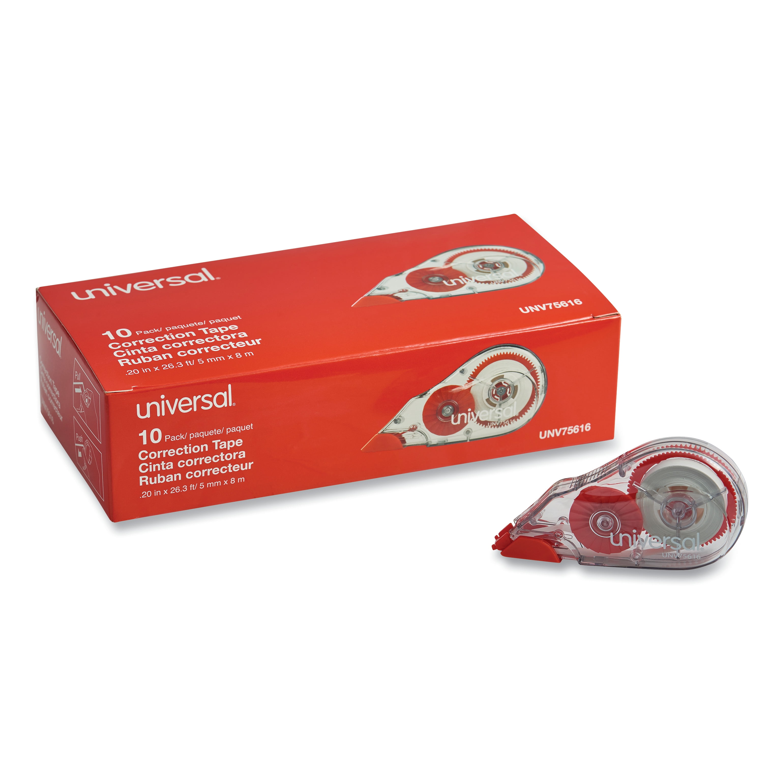 Universal Correction Tape Dispenser, NonRefillable, 1/5" x 315", 10