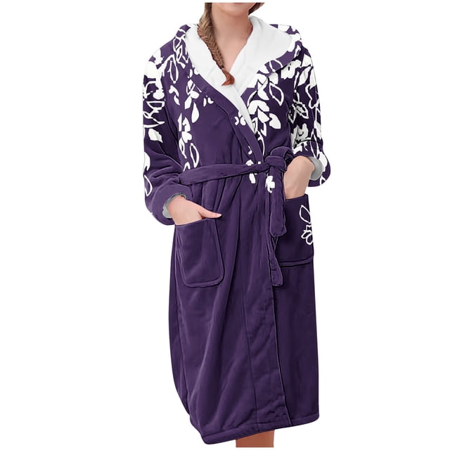 Birdeem Robes pour Femmes, Pyjamas à Capuche en Flanelle pour la Maison, Longs Pyjamas et Pyjamas