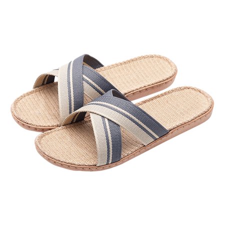 

Ykohkofe Slippers For Womens Men Linen Shoes Women Summer Household Beach Slippers Sandals Floor Shoes Slides