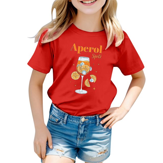 XDZJLR Girls Tee Children'S Carnival Colour Printed Crewneck Short Sleeved Tees 2-3 Years