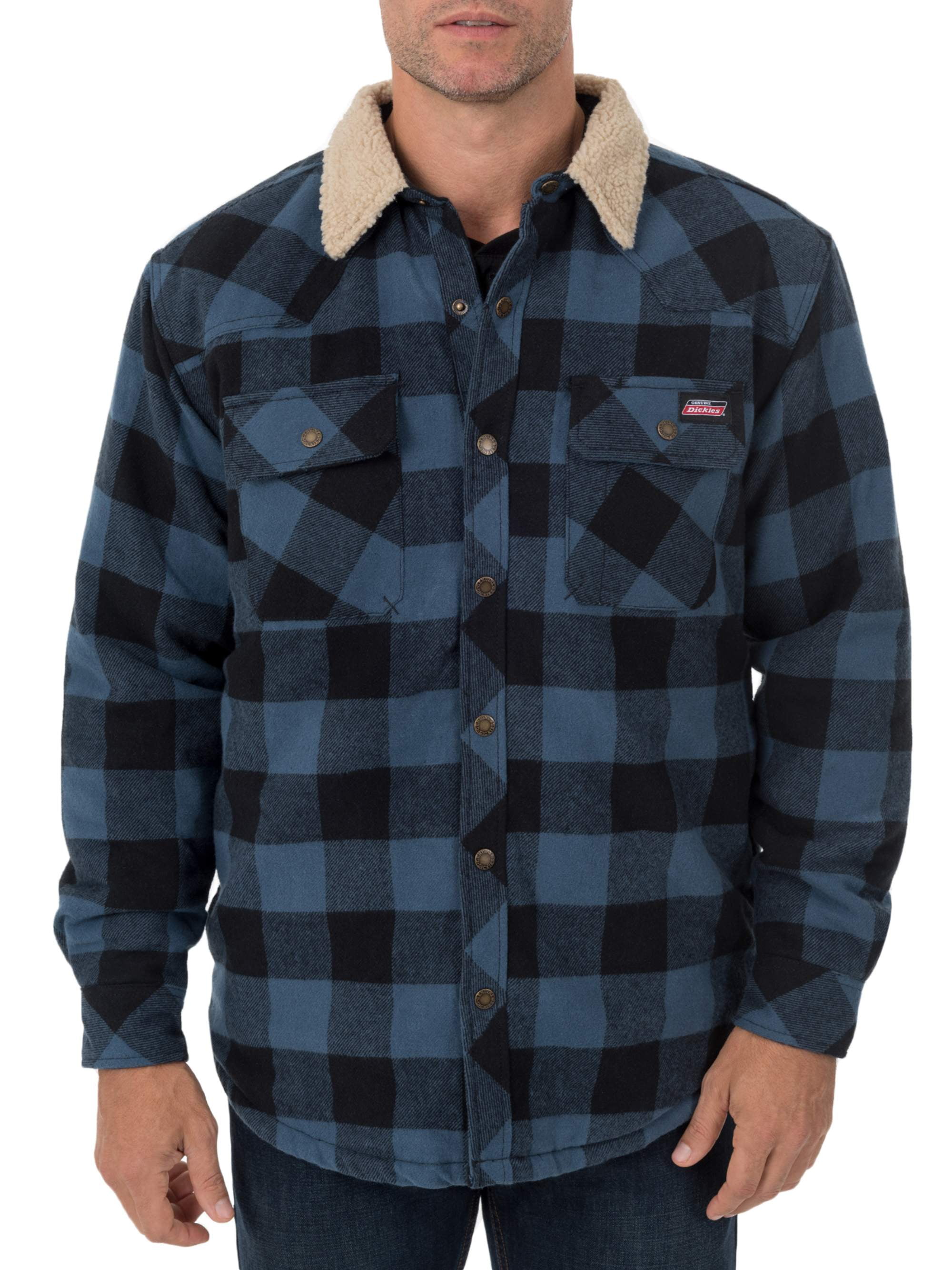 Genuine Dickies Men's Buffalo Twill Shirt Jacket with Sherpa Collar ...
