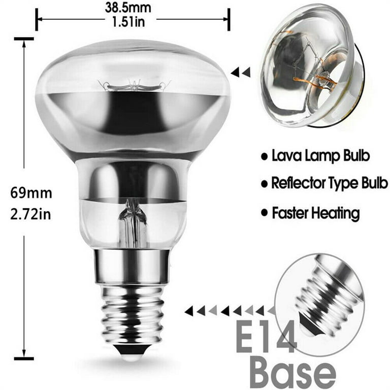 Replacement Lava Lamp E14 R39 30W Spotlight Screw in Light Bulb Clear Reflector  Spot Light Bulbs Lava Incandescent 10Pcs