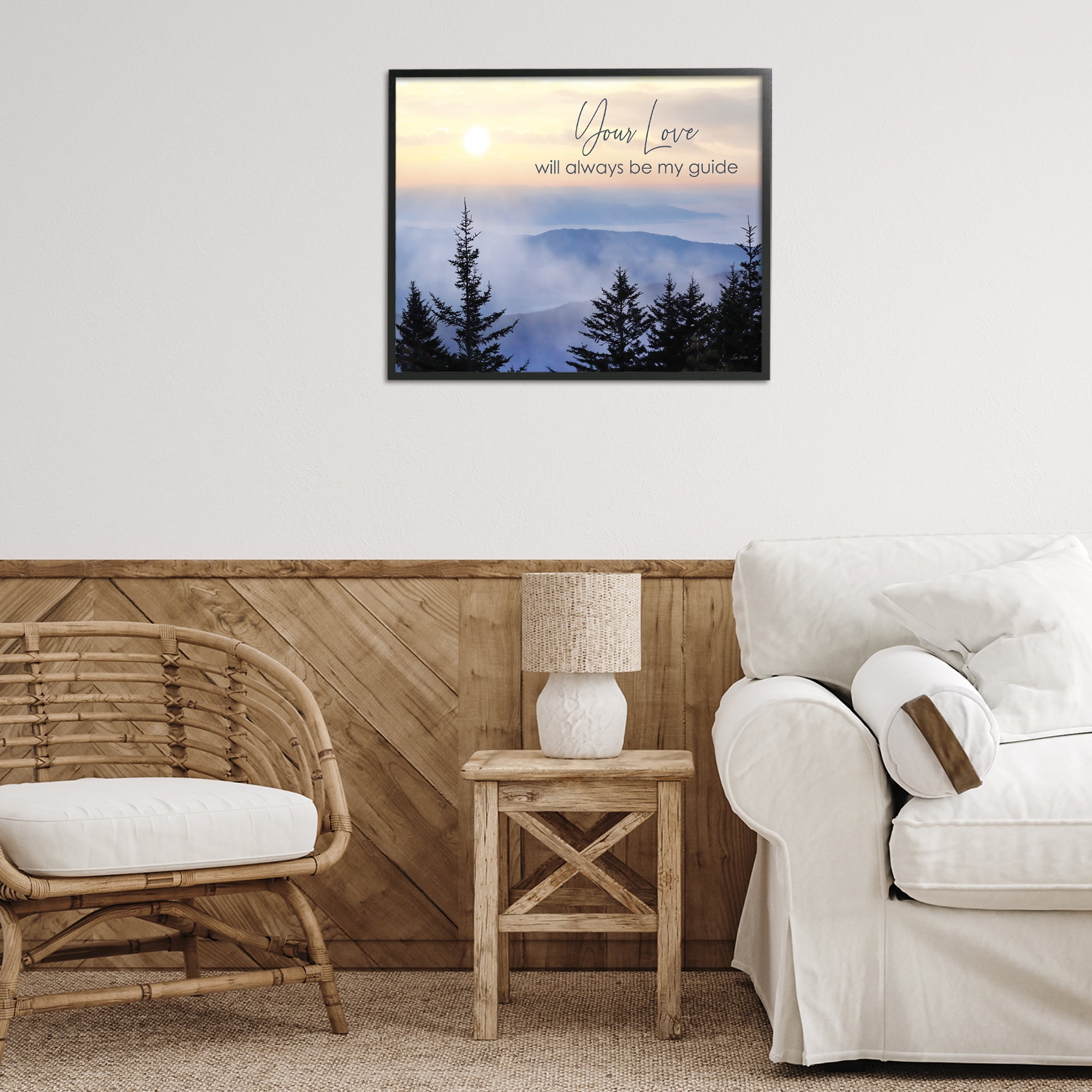 Stupell Industries Love Will Be My Guide Landscape Painting Black Framed Art Print Wall Art, 30 x 24