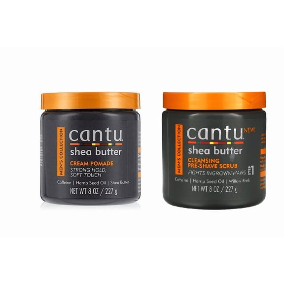 Cantu Men Shea Butter Cream Pomade 8 oz & Pre-Shave Scrub, 8 oz