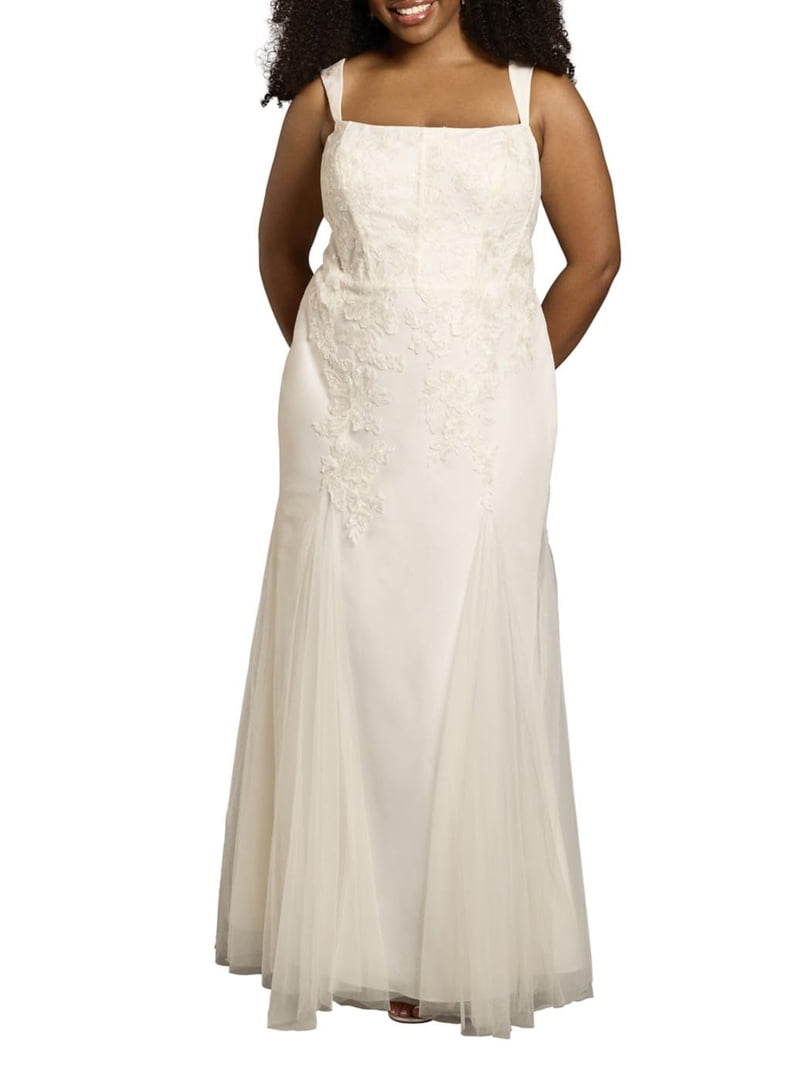 david's bridal mermaid wedding dresses As Is Beaded Satin Strapless Mermaid Wedding Dress